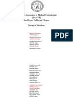 Philippine Association of Medical Technologists (Pamet) San Diego, California Chapter Roster of Members