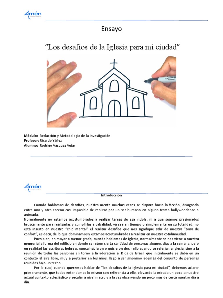 Ensayo Desafios de La Iglesia | PDF | Iglesia Católica | Religión y ...