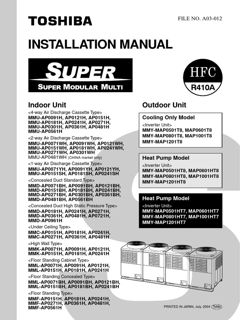 Installation Manual: Indoor Unit Outdoor Unit | PDF | Air Conditioning ...