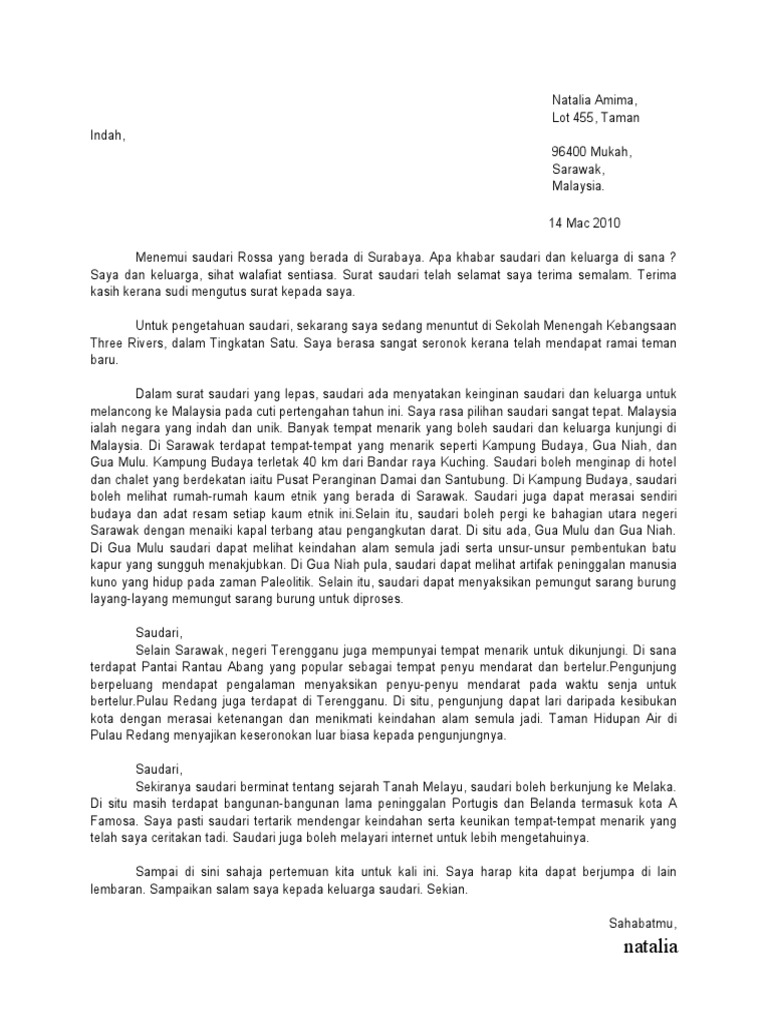 Contoh Surat Kiriman Rasmi Dalam Bahasa English Spm
