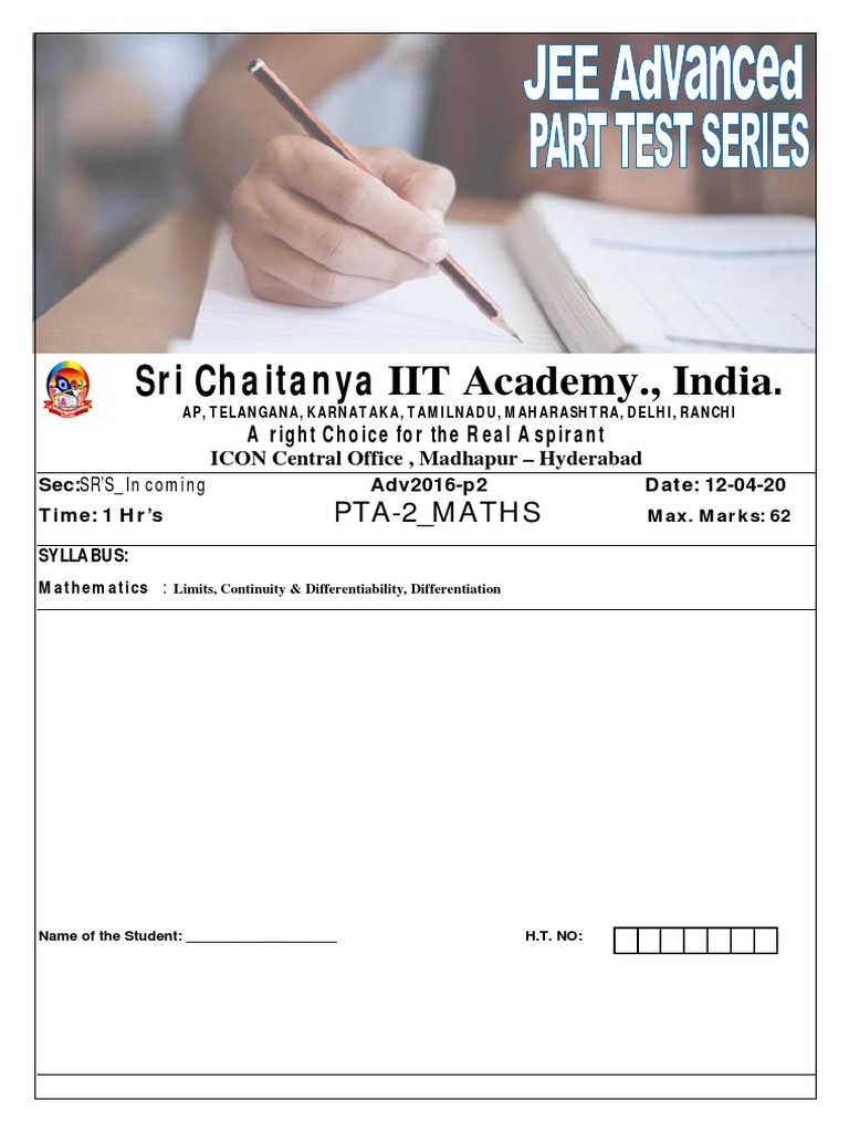 JEE Advanced 2016 Mathematics Paper 2 | PDF | Function (Mathematics ...
