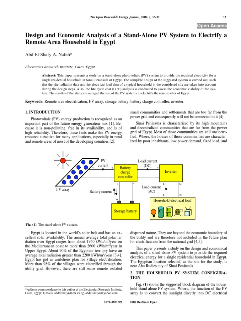 Design and Economic Analysis of A Stand-Alone PV System To Electrify A ...