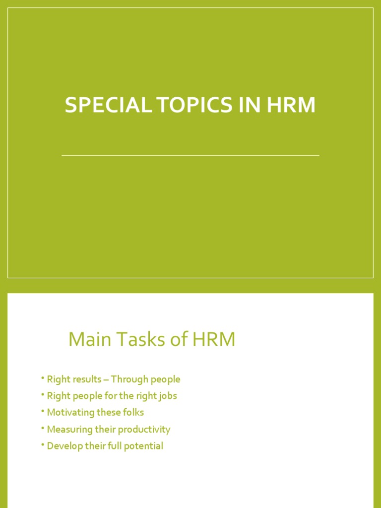 Special Topics-HRM | PDF