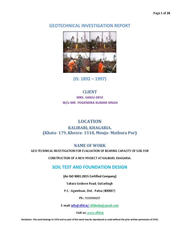 Soil Test Report Khagaria | PDF | Geotechnical Engineering | Soil