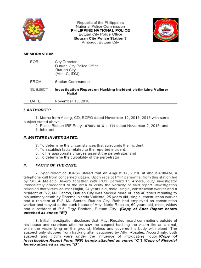 Investigation Report: Hacking Incident | PDF | Crime & Violence | Crime ...