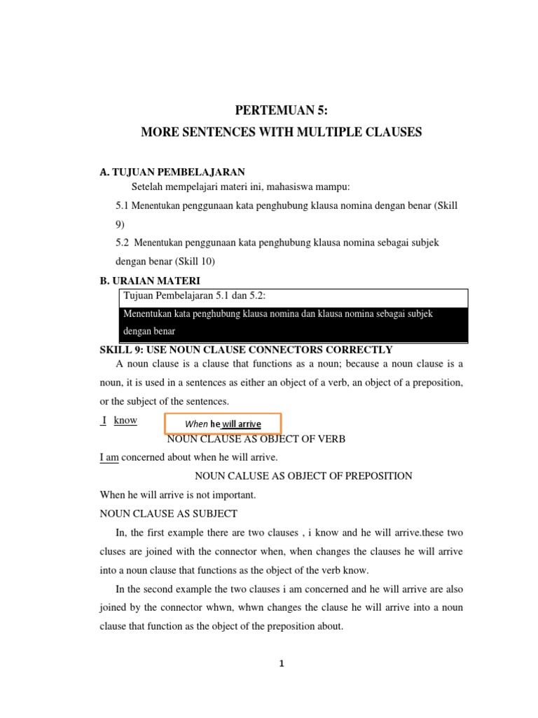 Modul Basic English Kkni - 5 | PDF | Subject (Grammar) | Clause