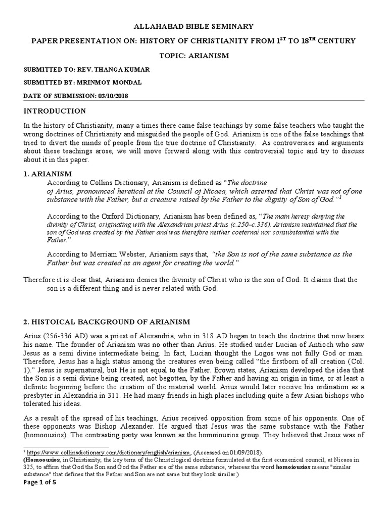 Allahabad Bible Seminary Paper Presentation On History of Christianity