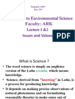 Introduction To Environmental Science Faculty: ARK: Lecture 1 &2 Issues and Values