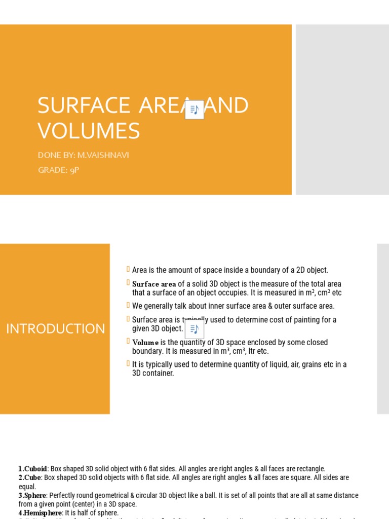 Surface Area and Volume Formulas | PDF | Volume | Sphere