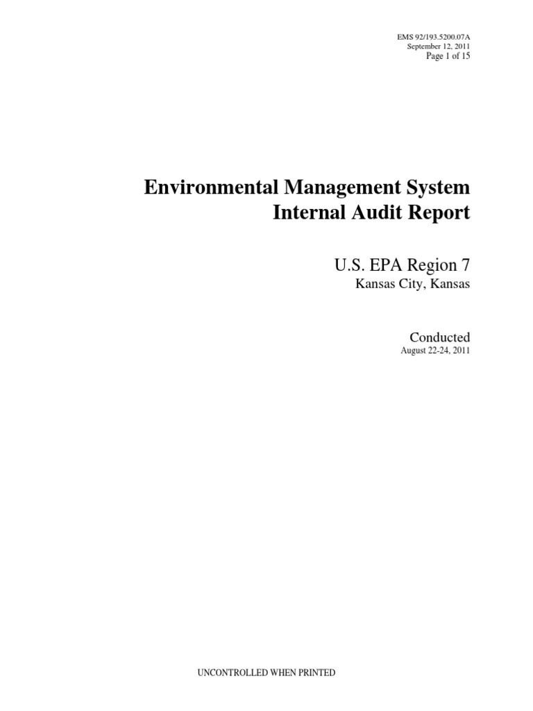Ems Audit Report SAMPLE PDF Internal Audit Audit