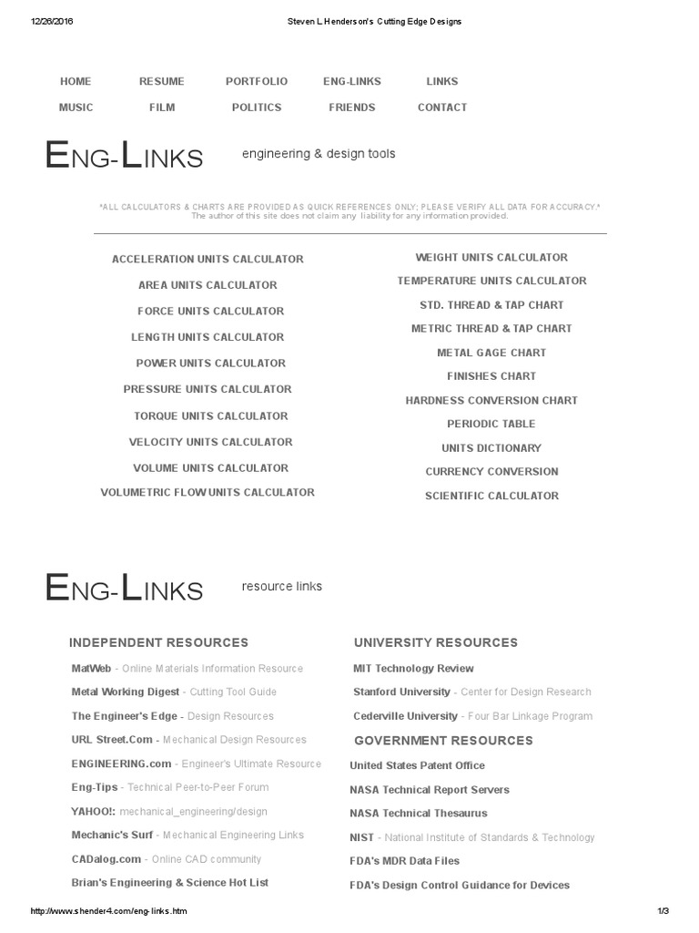 Useful Engineering Links | PDF | National Institute Of Standards And ...