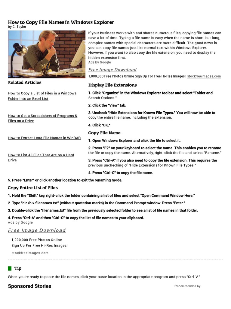 How To Copy File Names in Windows Explorer Free Image Download PDF