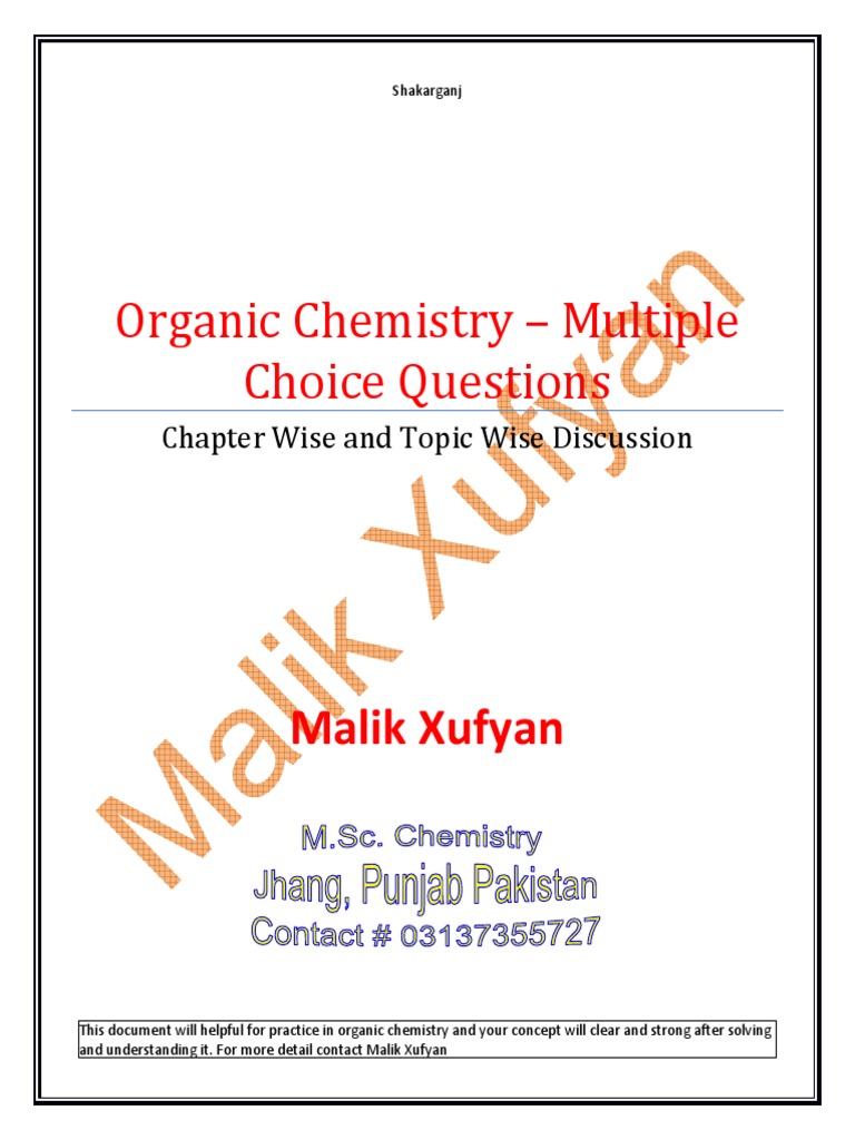 Organic Chemistry MCQs and Answers | PDF | Isomer | Alkane