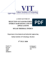 Selection of Nanomaterials For Energy Harvesting and Storage Applications Solar Thermal Energy