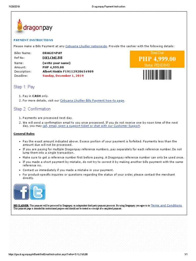 Dragonpay Payment Instructions Guide | PDF | Law
