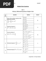 MCQs Unit-I ODE