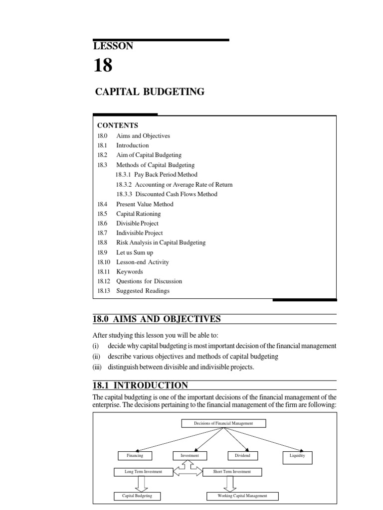 Lesson-18 CAPITAL BUDGETING | PDF | Internal Rate Of Return | Capital ...