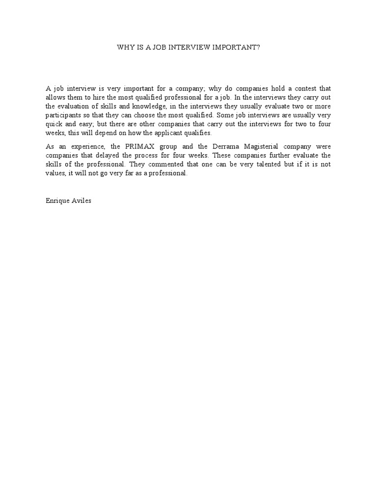Why Is A Job Interview Important PDF