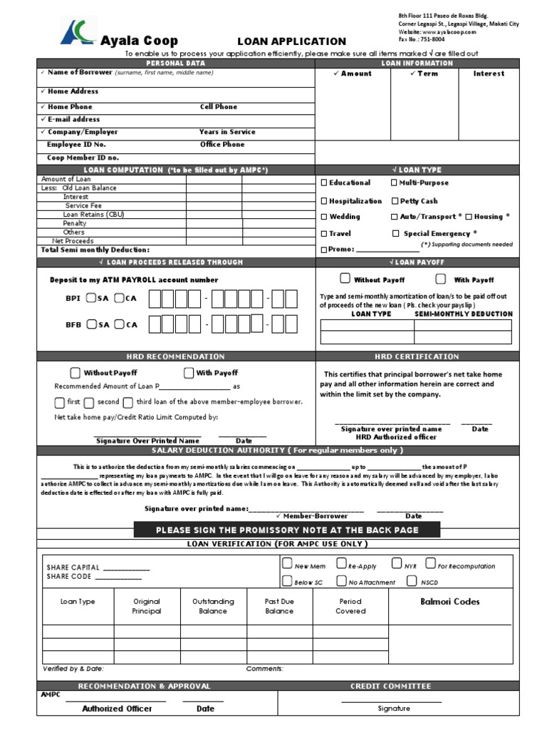 Co Op Application Form Pdf