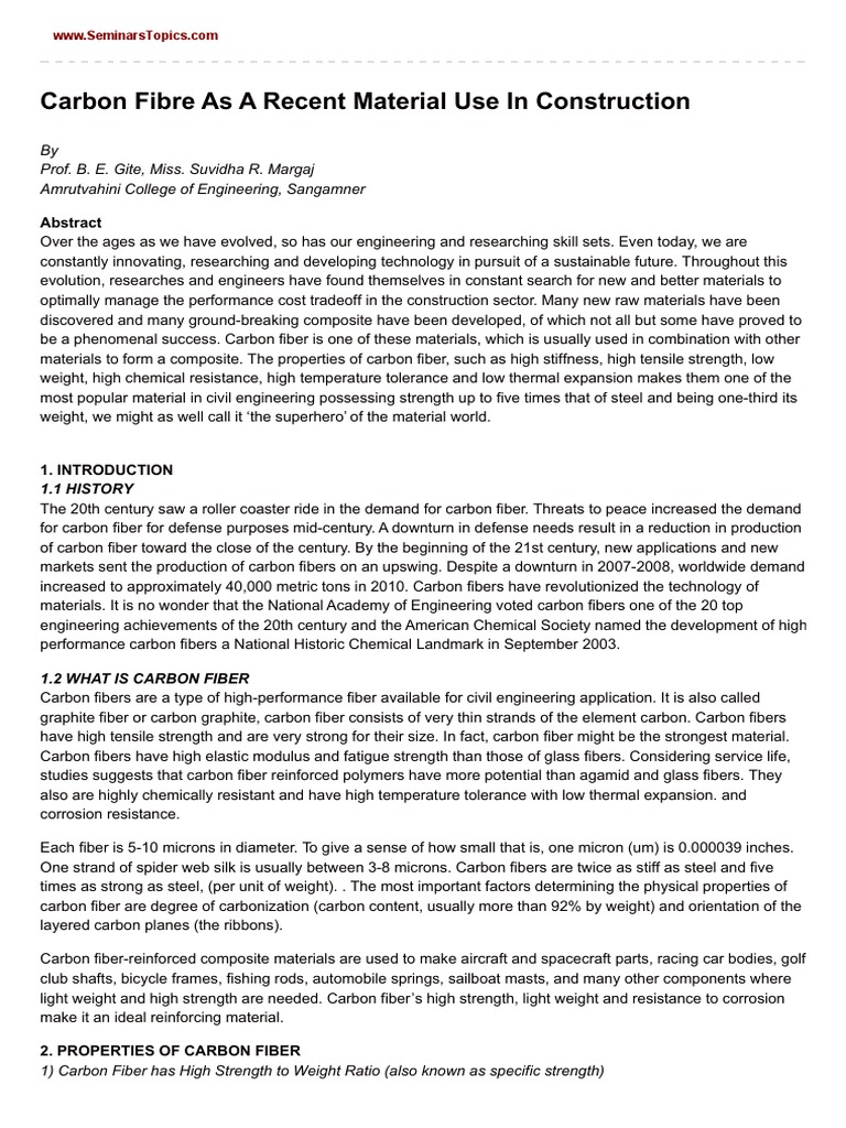 Carbon Fiber: Properties and Uses in Construction | PDF | Fibers ...