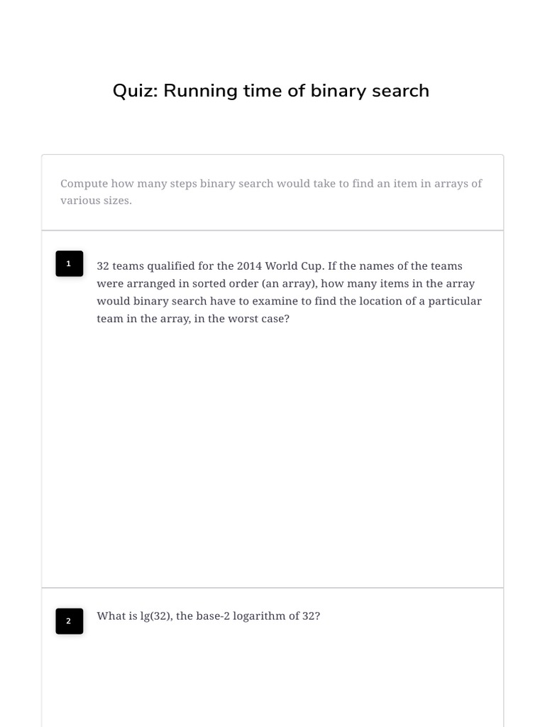 Binary Search Quiz on Various Arrays | PDF | Science & Mathematics