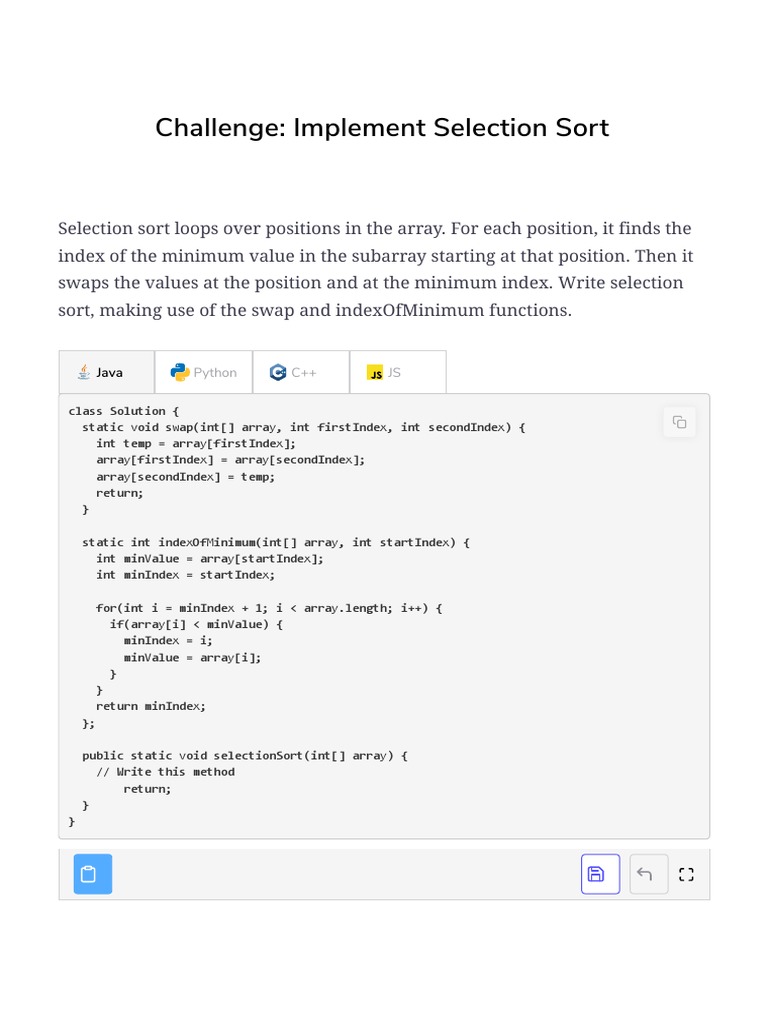 19 Challenge Implement Selection Sort | PDF