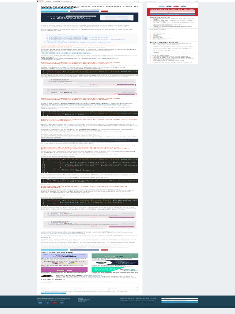 How To Change Place Order Button Text In Woocommerce Pdf Word Press