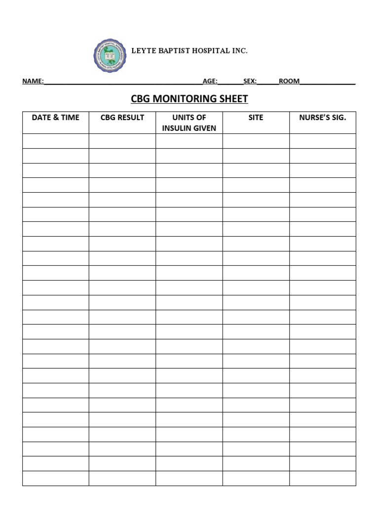 CBG Monitoring Sheet for Patients | PDF | Business