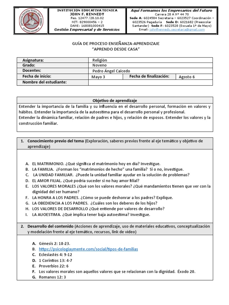 Guia 2do Periodo 9no10 Pdf Autoestima Moralidad