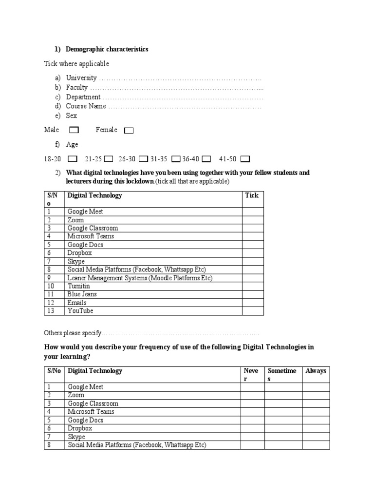 Digital Technologies Questionaire | PDF | World Wide Web | Internet & Web