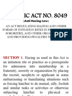 Republic Act No. 8049: (Anti-Hazing Law)
