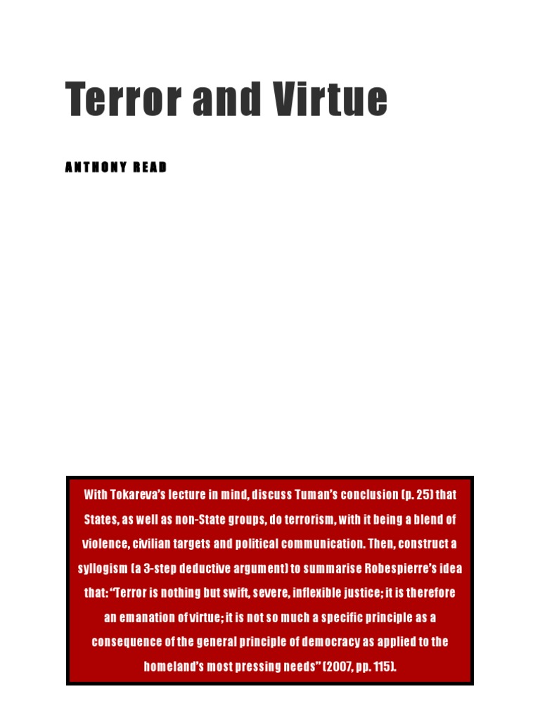 Terror and Virtue PDF Maximilien Robespierre Deductive Reasoning