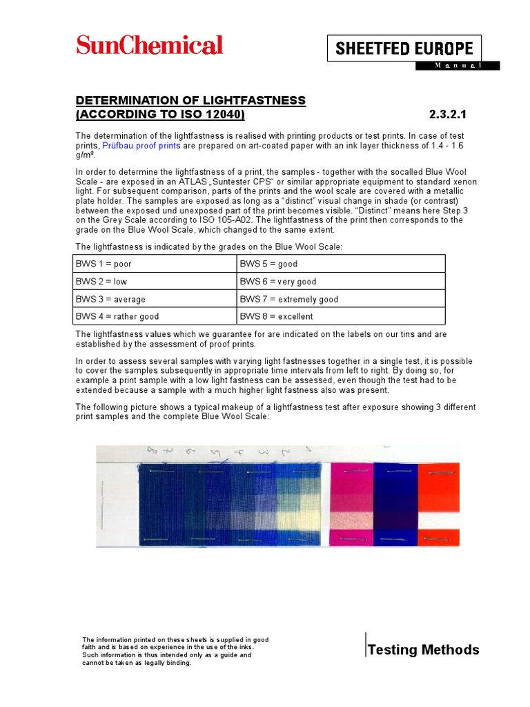 Determination of Lightfastness (According To Iso 12040) 2.3.2.1 | PDF ...