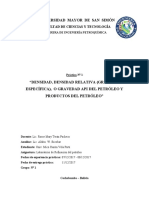 Práctica No 1 - DENSIDAD, DENSIDAD RELATIVA (GRAVEDAD ESPECÍFICA), O GRAVEDAD API DEL PETRÓLEO Y PRODUCTOS DEL PETRÓLEO