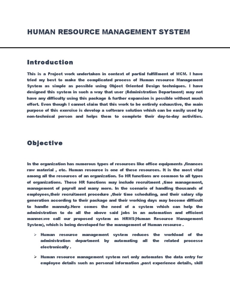 Human Resource Management System | PDF | Human Resource Management ...