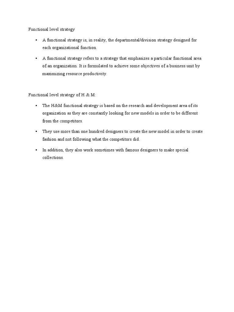 Functional Level Strategy | PDF