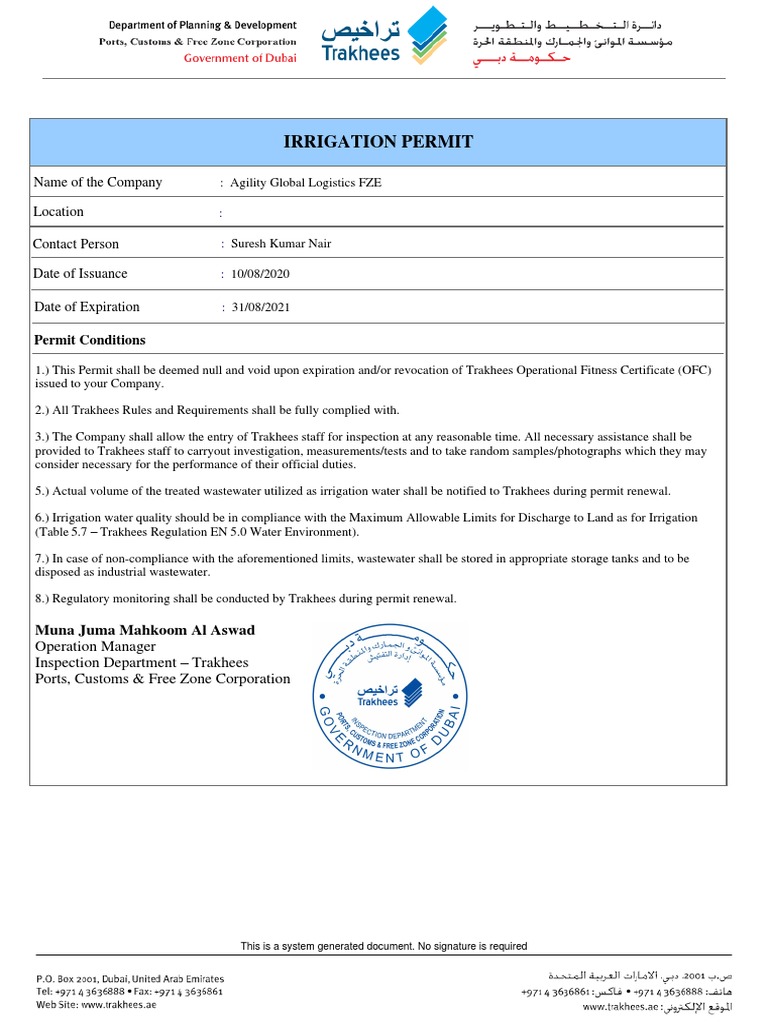 Irrigation Permit PDF