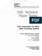 Urine Pretreatment For Waste Water Processing Systems: H. Eugene Winkler and Charles E. Verostko