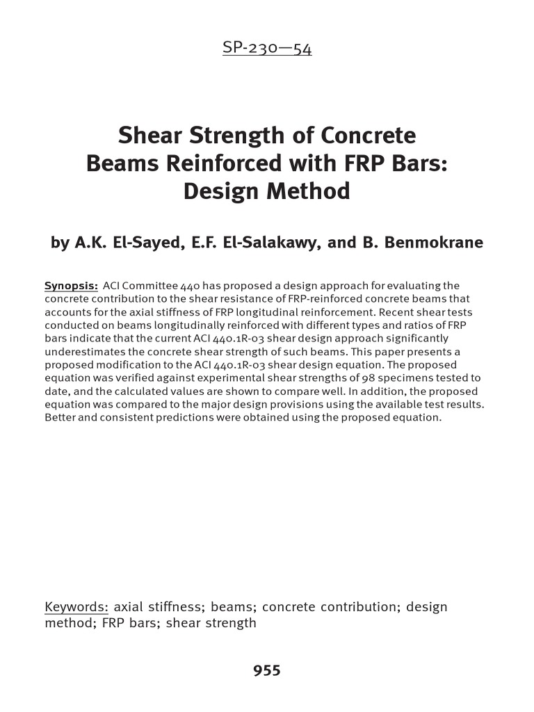 Shear Strength of FRP-Reinforced Beams | PDF | Fibre Reinforced Plastic ...