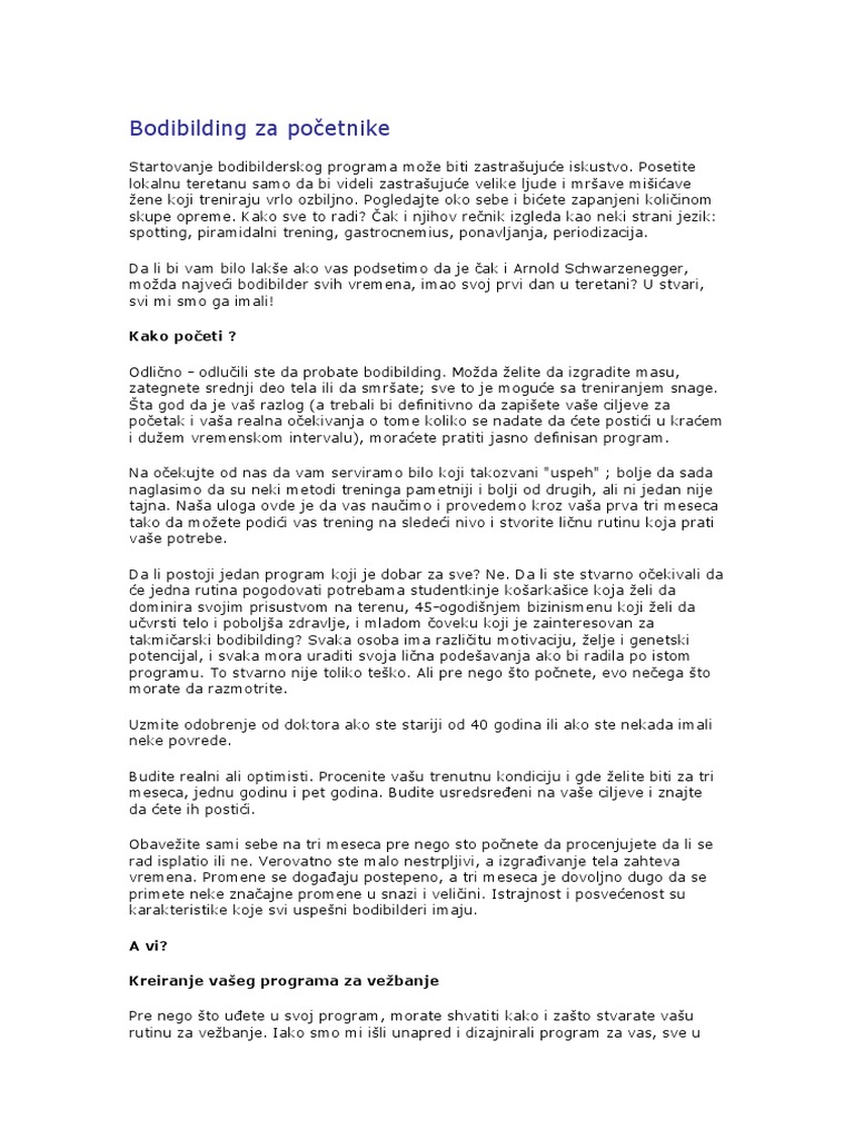 Bodibilding Za Pocetnike | PDF