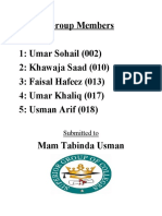 Group Members 1: Umar Sohail (002) 2: Khawaja Saad (010) 3: Faisal Hafeez (013) 4: Umar Khaliq (017) 5: Usman Arif