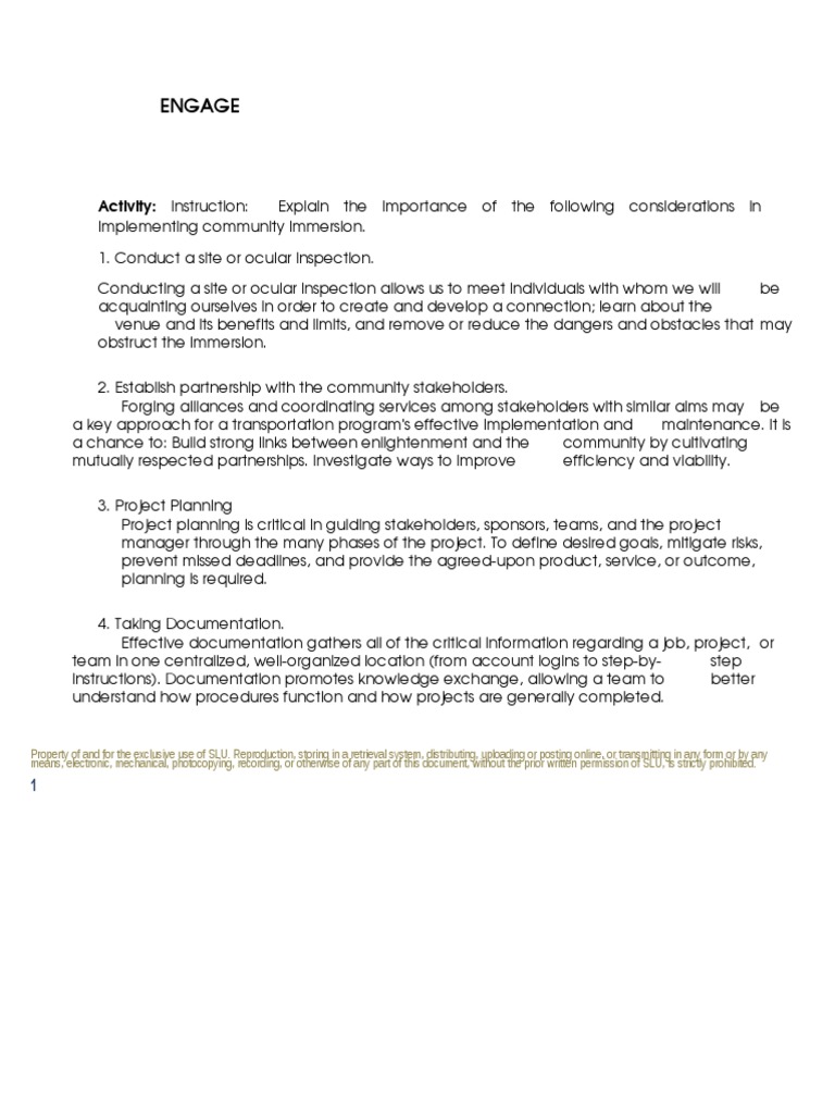 Community Immersion Implementation Guide | PDF