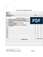 Check list de inspeção de serra poli-corte