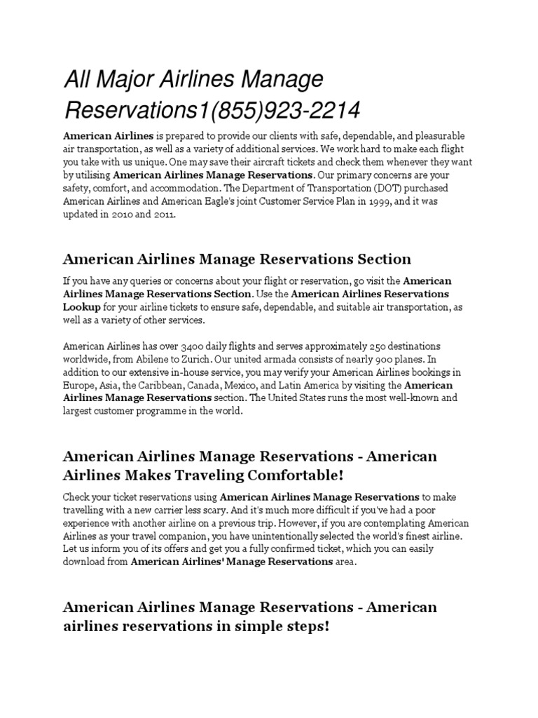 Southwest Airlines Flight Change Phone Number PDF American Airlines