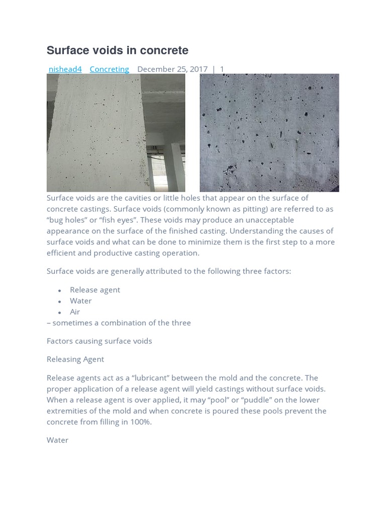Blowholes/Surface Voids/Bugholes In Concrete Surface – WUYKI