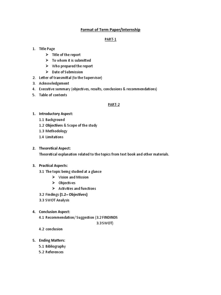 Internship Report Format Guide | PDF