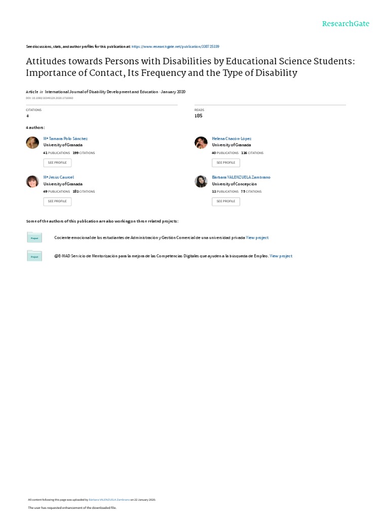 Attitudes Towards Persons With Disabilities By Educational Science