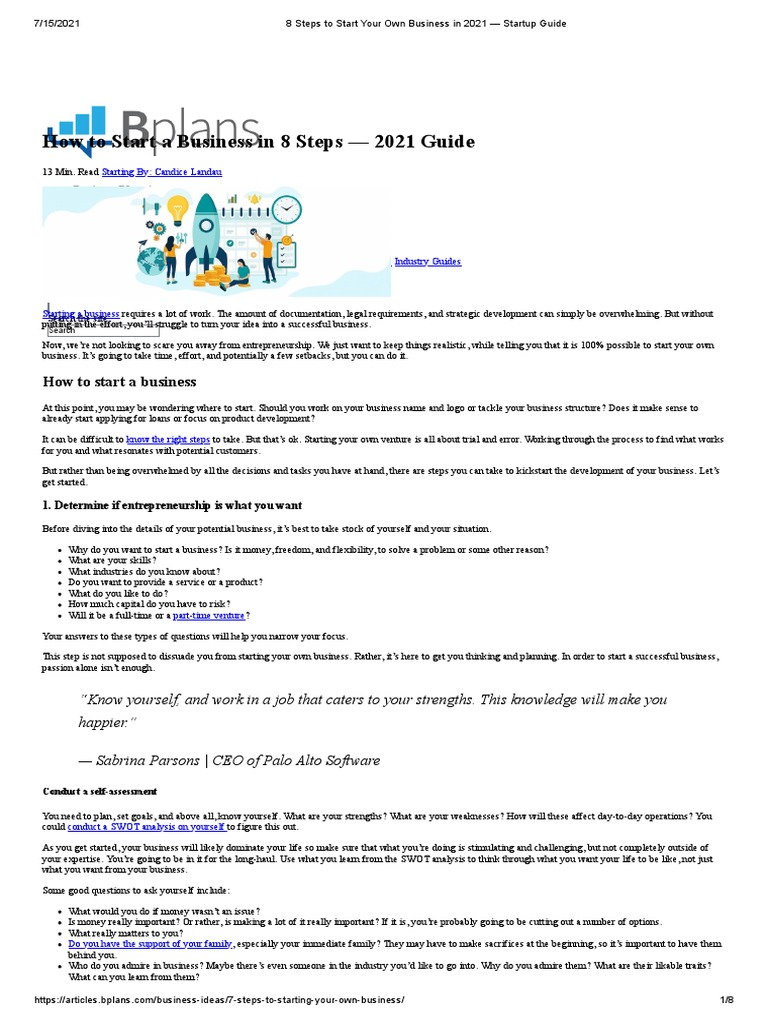 How To Start Your Own Business in 2021 | PDF | Venture Capital ...