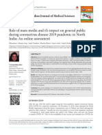 Role of mass media and it’s impact on general public during coronavirus disease 2019 pandemic in North India_ An online assessment