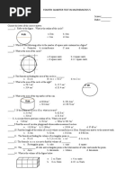 Grade 5 Fourth Quarter Math Test | PDF | Volume | Area
